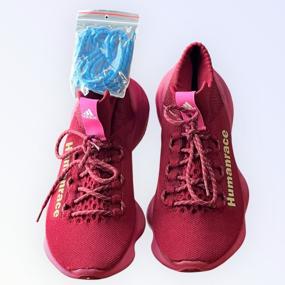 Adidas Pharrell Williams Humanrace Burgundy Knit Sneakers Men's Size 12 GW4879 - Picture 5 of 16